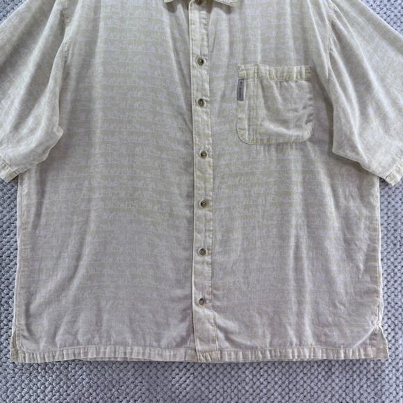 Columbia Shirt Mens XL Yellow Cotton Surfboard Print Button Front Short Sleeve - Picture 4 of 12